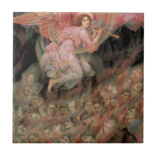 Carreau L'ange jouant de la flûte aux âmes en enfer d'Evel