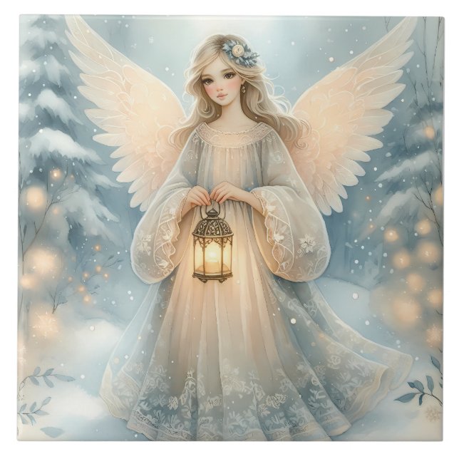 Carreau Lanterne céleste d'ange d'hiver de grâce (Devant)