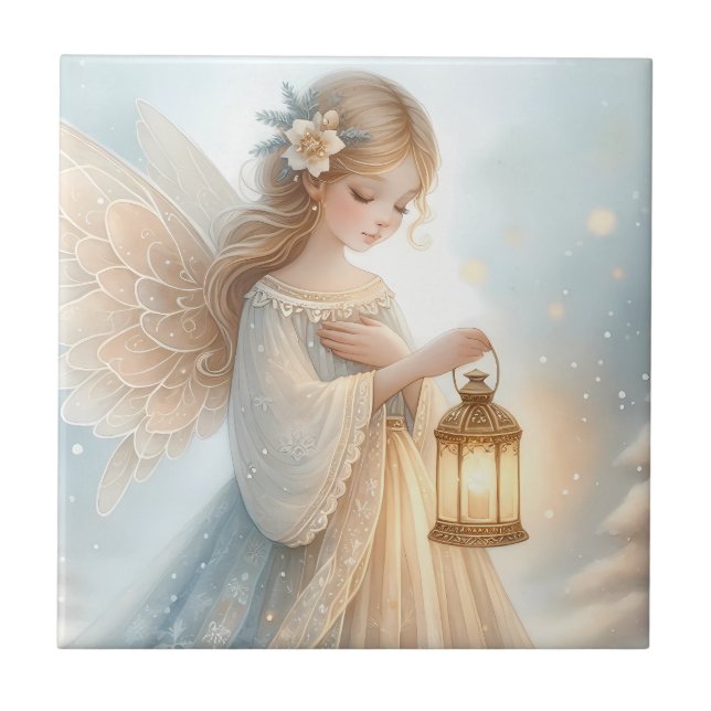 Carreau Lanterne d'ange céleste d'hiver de réconfort (Devant)