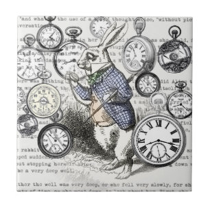 Carreau Lapin Blanc Alice au Pays des Merveilles Horloges 