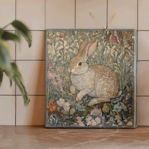Carreau Lapin dans un jardin anglais style William Morris