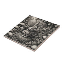 Lapin dans un jardin de champignons