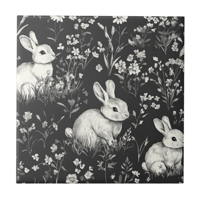 Carreau Lapin de la forêt noire motif botanique (Devant)