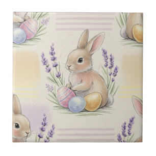 Carreau Lapin de Pâques avec Motif Pastel de Printemps Œuf