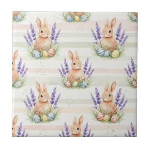 Carreau Lapin de Pâques avec motif pastel de printemps Œuf