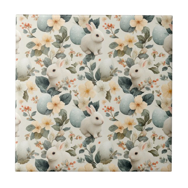 Carreau Lapin de Pâques Floral Vintage (6) (Devant)