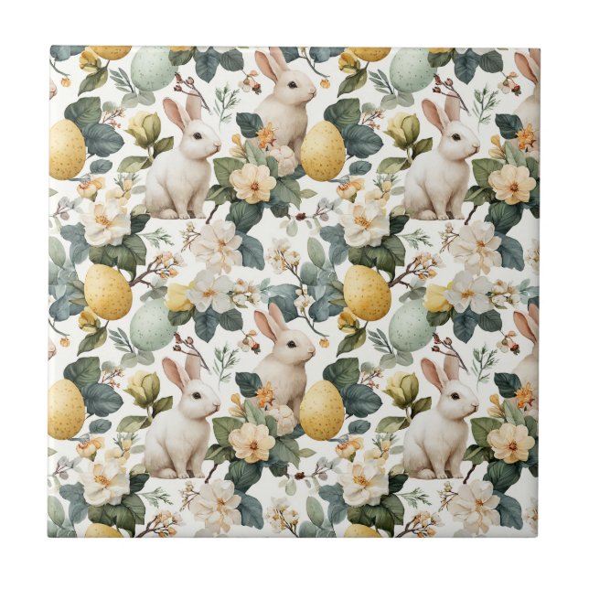 Carreau Lapin de Pâques Floral Vintage (7) (Devant)