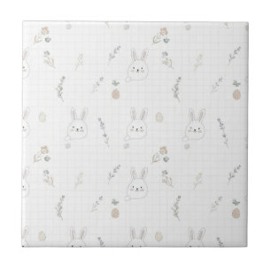 Carreau Lapin de Pâques Minimaliste Motif Pastel Printanie