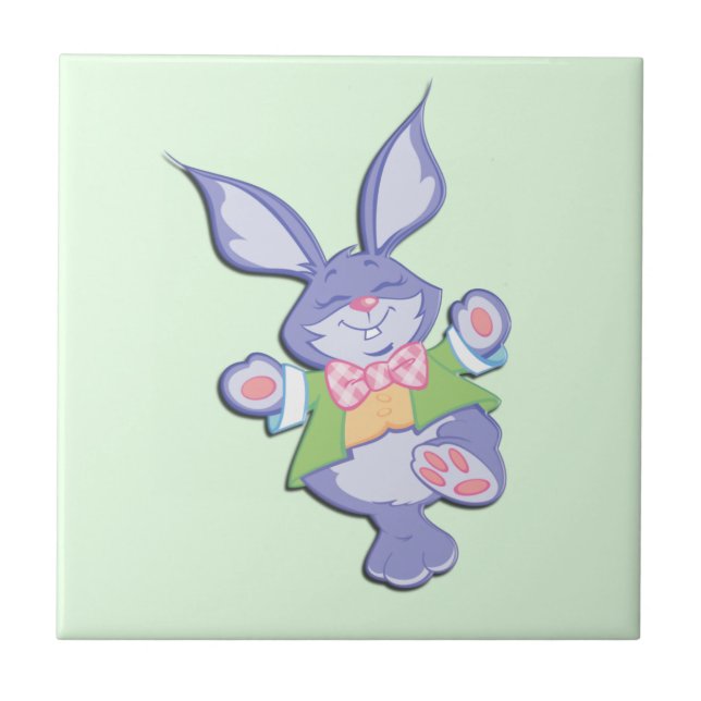 Carreau Lapin de Pâques Violet Dansant à la Menthe (Devant)
