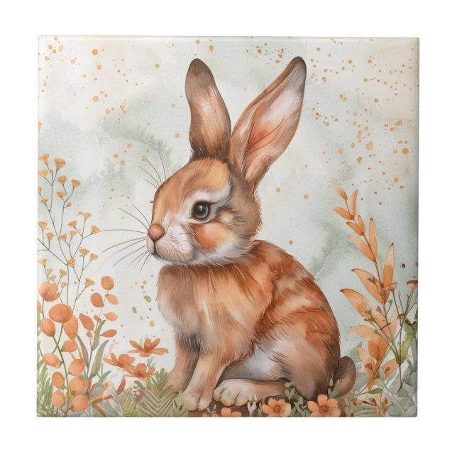 Carreau Lapin de printemps mignon (Devant)