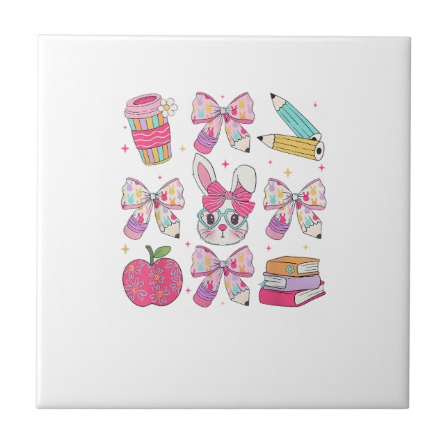 Carreau Lapin Drôle Coquette Nœud Papillon Professeur de L (Devant)