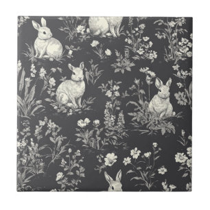 Carreau Lapin Élégant Toile Floral Motif Vintage (3)