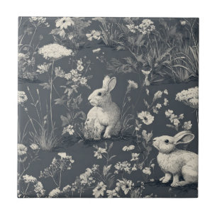 Carreau Lapin Élégant Toile Floral Motif Vintage (6)