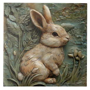 Carreau Lapin et Fleurs de Lapin Vert Muet Secours Faux