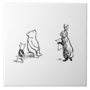Carreau Lapin lisant à Winnie l'ourson et Porcinet