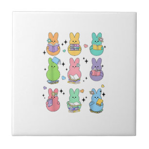 Carreau Lapin lisant des livres jour de Pâques bibliothéca