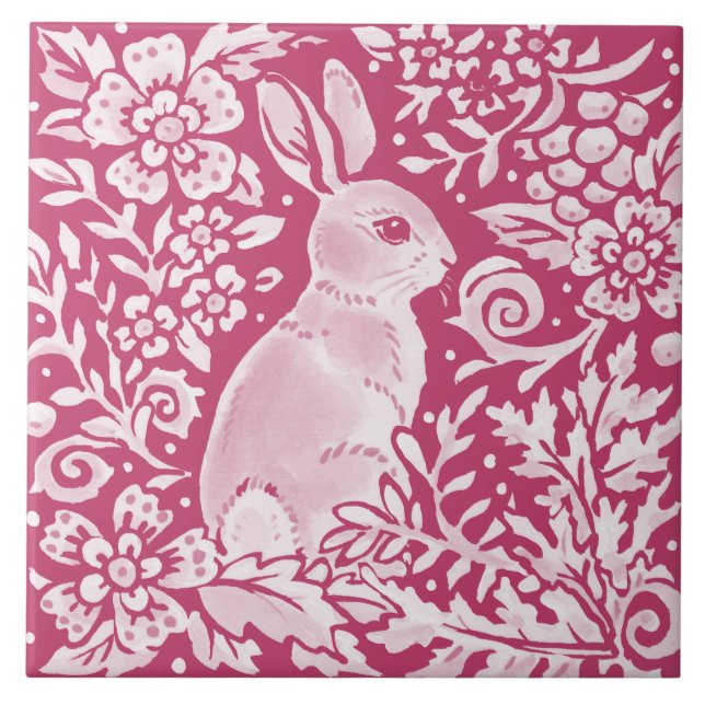 Carreau Lapin Magenta Lapin Lapin Bois Animaux Nature Flor (Devant)