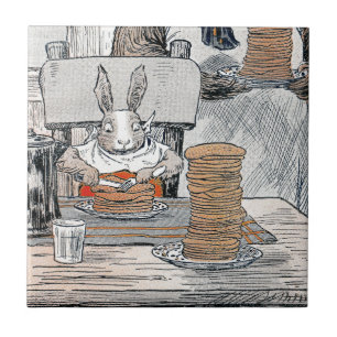 Carreau Lapin mangeant le petit déjeuner de crêpe