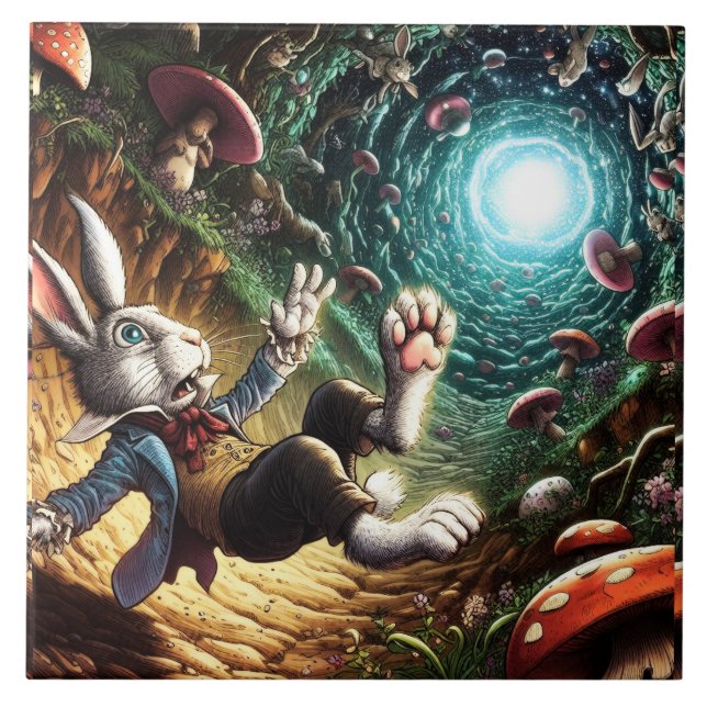 Carreau Lapin Panique Tombant Dans Le Trou Du Lapin (Devant)