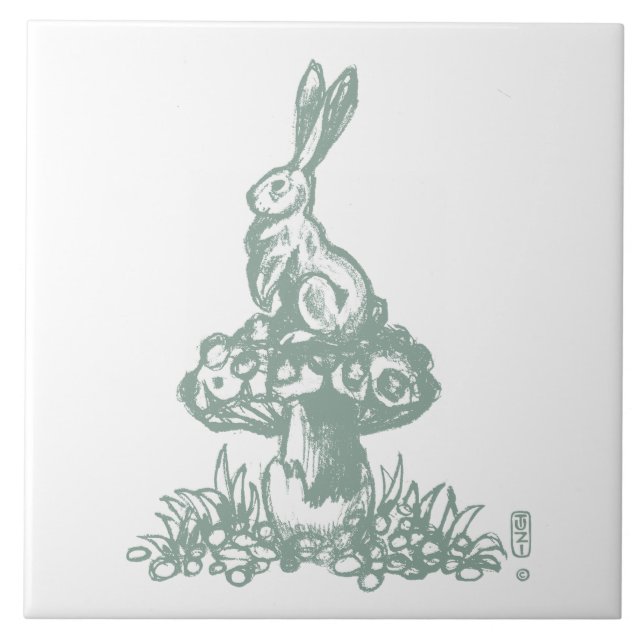 Carreau Lapin vert de la taille Whimssage sur dessin de ch (Devant)