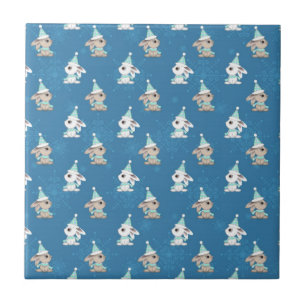 Carreau Lapins de neige en chapeaux et écharpes Art de vac