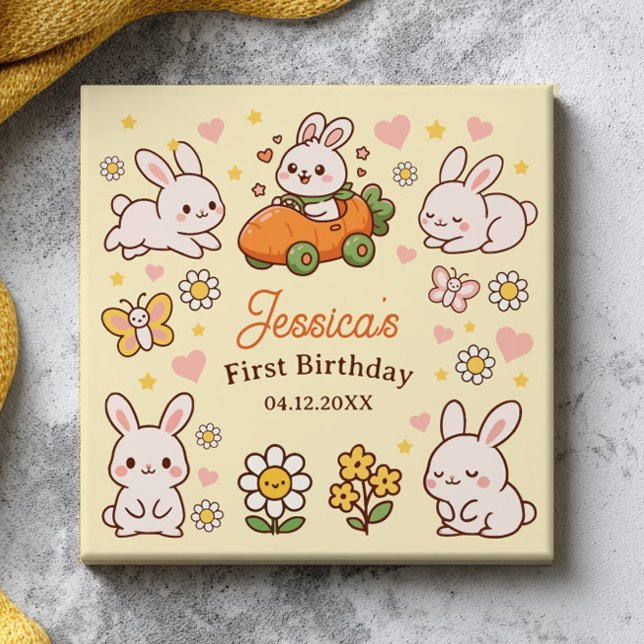 Carreau Lapins de Pâques mignons pour un 1er anniversaire  (Créateur téléchargé)