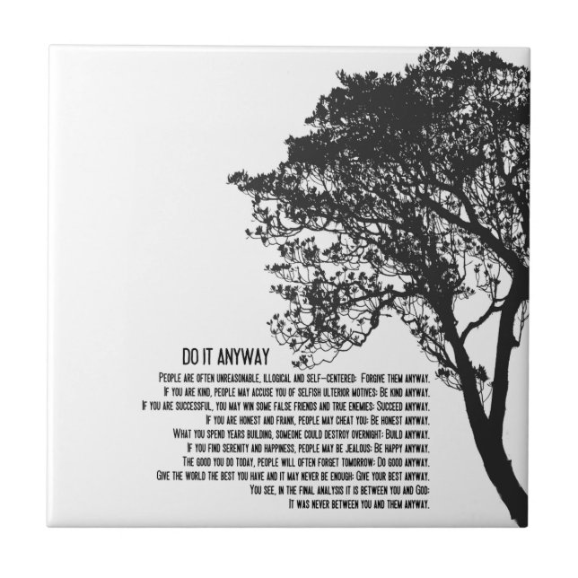 Carreau L'arbre noir et blanc le font de toute façon (Devant)