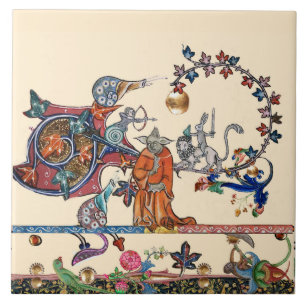 CARREAU LARGE BESTIAIRE MÉDIÉVAL, ESCALIER MONSTER MONK, L