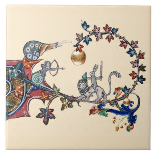 Carreau LARGE GUERRE BESTIAIRE MÉDIÉVALE, Lapin Tueur, Esc