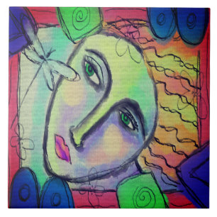 Carreau L'art Abstrait de la femme et de la libellule