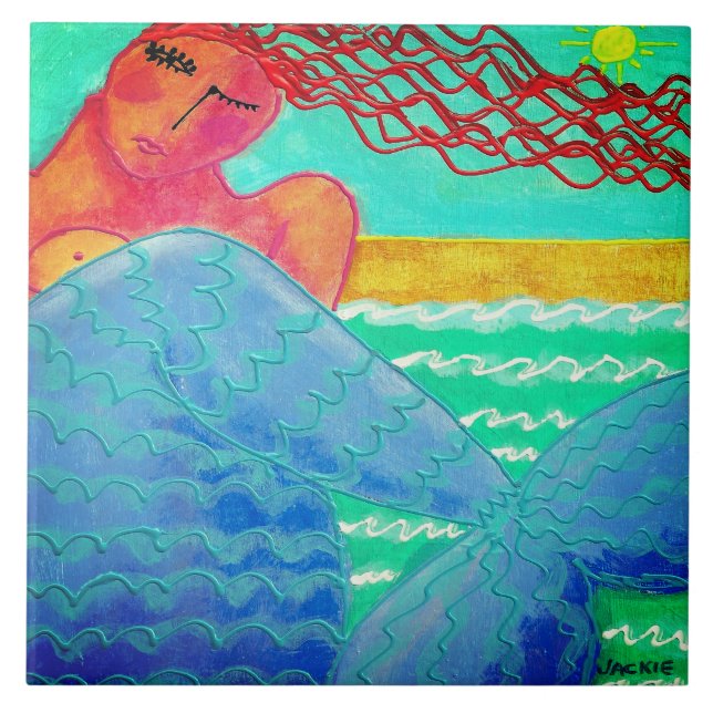 Carreau L'art Abstrait de la sirène solaire (Devant)