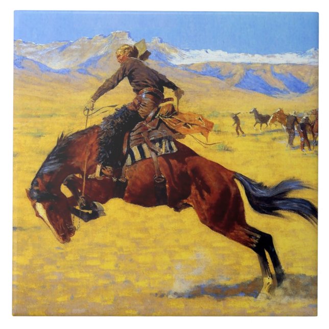 Carreau L'art de Frederic Remington “Un matin froid sur le (Devant)