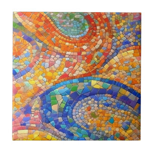 Carreau L'art de la mosaïque Abstraite de l'Orange Bleu Ga