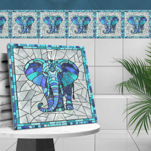 Carreau L'art de la mosaïque Blue Elephant