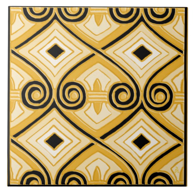Carreau L'art déco fait Perse (jaune et noir) (Devant)