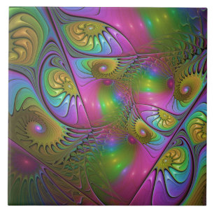 Carreau L'art fractal abstrait lumineux et coloré