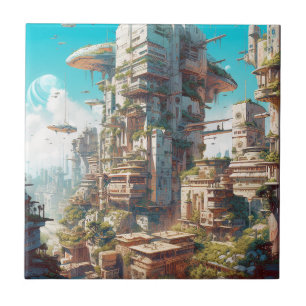 Carreau L'art futuriste de science-fiction de la ville