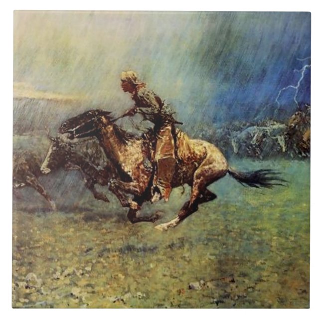 Carreau L'art occidental de Frederic Remington “La Débanda (Devant)