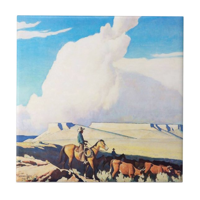 Carreau L'art occidental “Open Range” de Maynard Dixon (Devant)