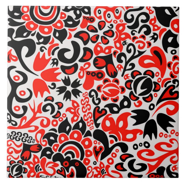 Carreau L'art populaire ukrainien motif floral abstact  (Devant)