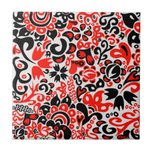 Carreau L'art populaire ukrainien motif floral abstact 