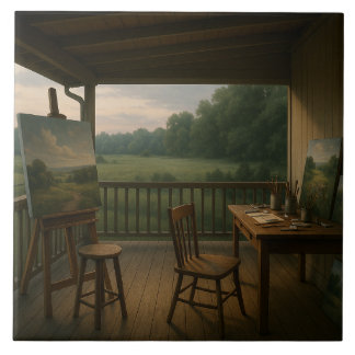 Carreau L'art sur un carrelage de porche du comté