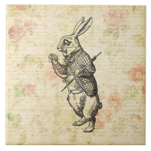 Carreau L'art Vintage du lapin blanc Alice au pays des mer