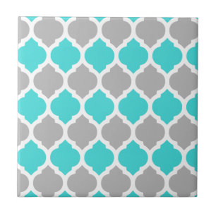 Carreau Lattice marocain turquoise et gris