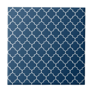 Carreau Latticwork bleu marine, Quatrefoil, Trellis