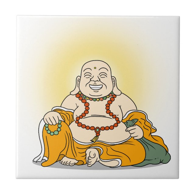 Carreau Laughing Maitreya Bouddha céramique (Devant)