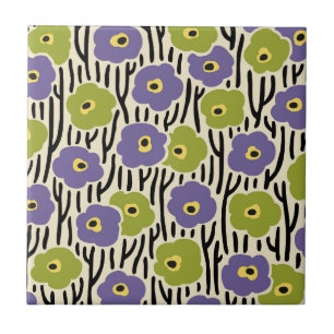 Carreau Lavande à motifs floraux et vert olive