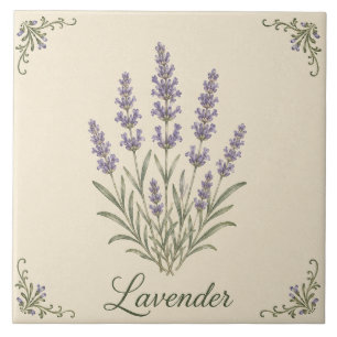 Carreau Lavande Botanique Cottage Cuisine Herbe Vintage