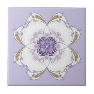 Carreau Lavande d'art violet, or à l'apparence florale