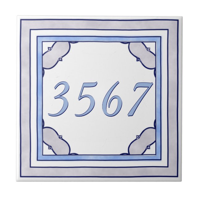 Carreau Lavande et petit numéro de maison bleu (Devant)
